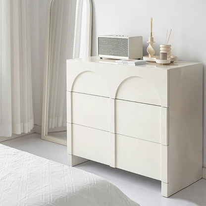 Japandi Cream White Dresser Nordic Arch Chest of 3 Drawers Storage Cabinet - Homary