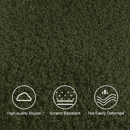 Japandi Dark Green Boucle Accent Chair Shaggy Armchair for Living Room - 