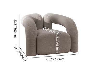 Japandi Grey Boucle Accent Chair Shaggy Armchair for Living Room - 