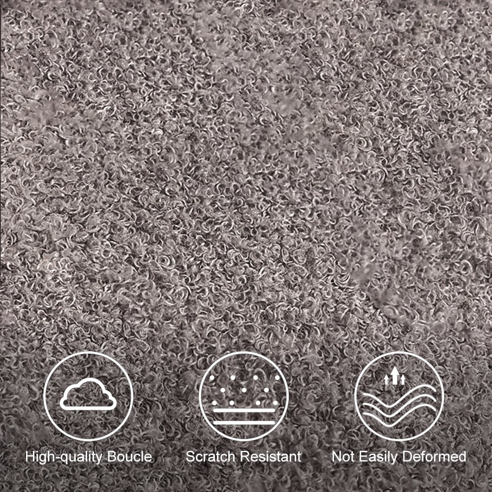 Japandi Grey Boucle Accent Chair Shaggy Armchair for Living Room - 