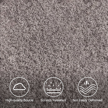 Japandi Grey Boucle Accent Chair Shaggy Armchair for Living Room - 