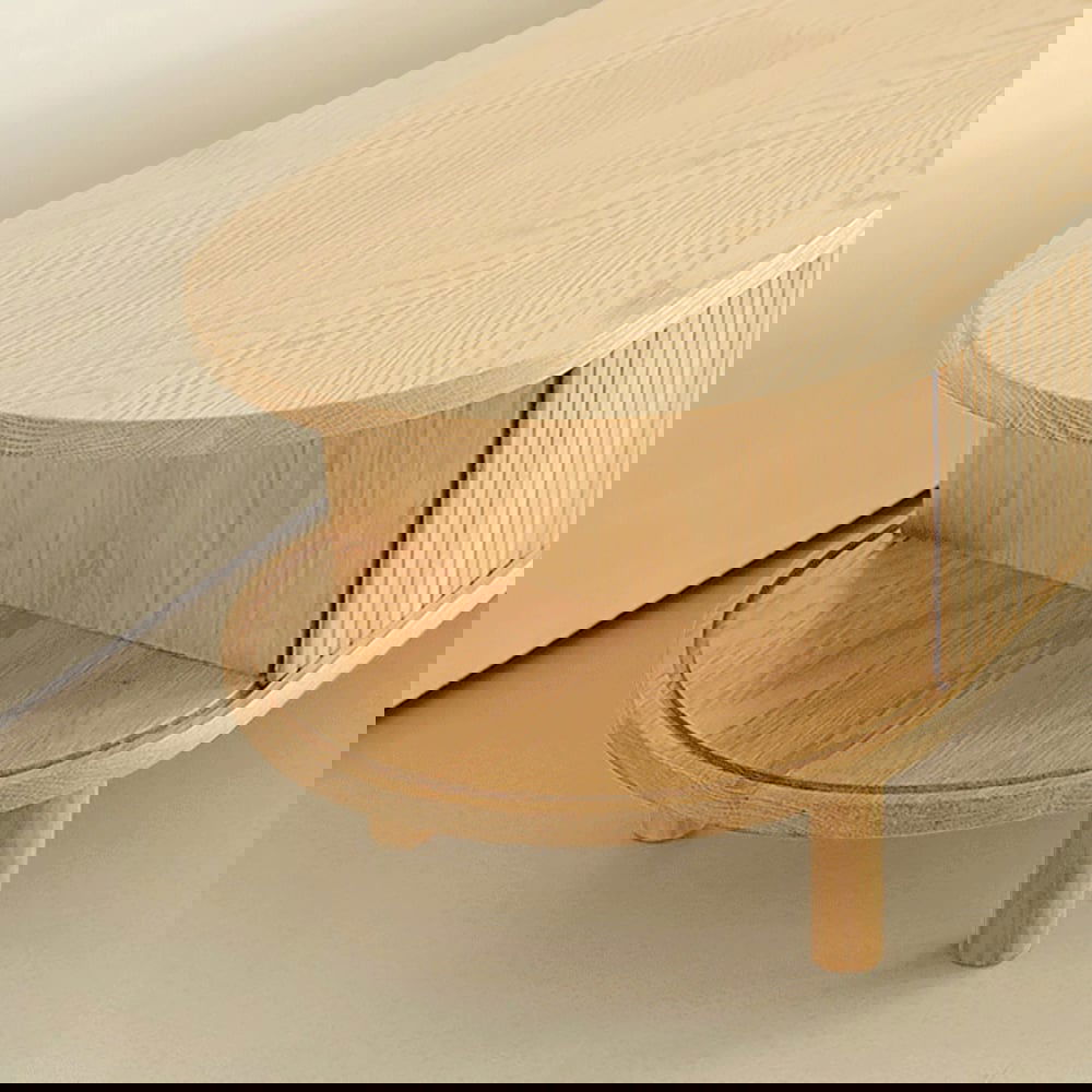 Japandi Oval Pine Wood Rattan TV Stand in Natural with Storage & Drawer for 2032mm TV - 