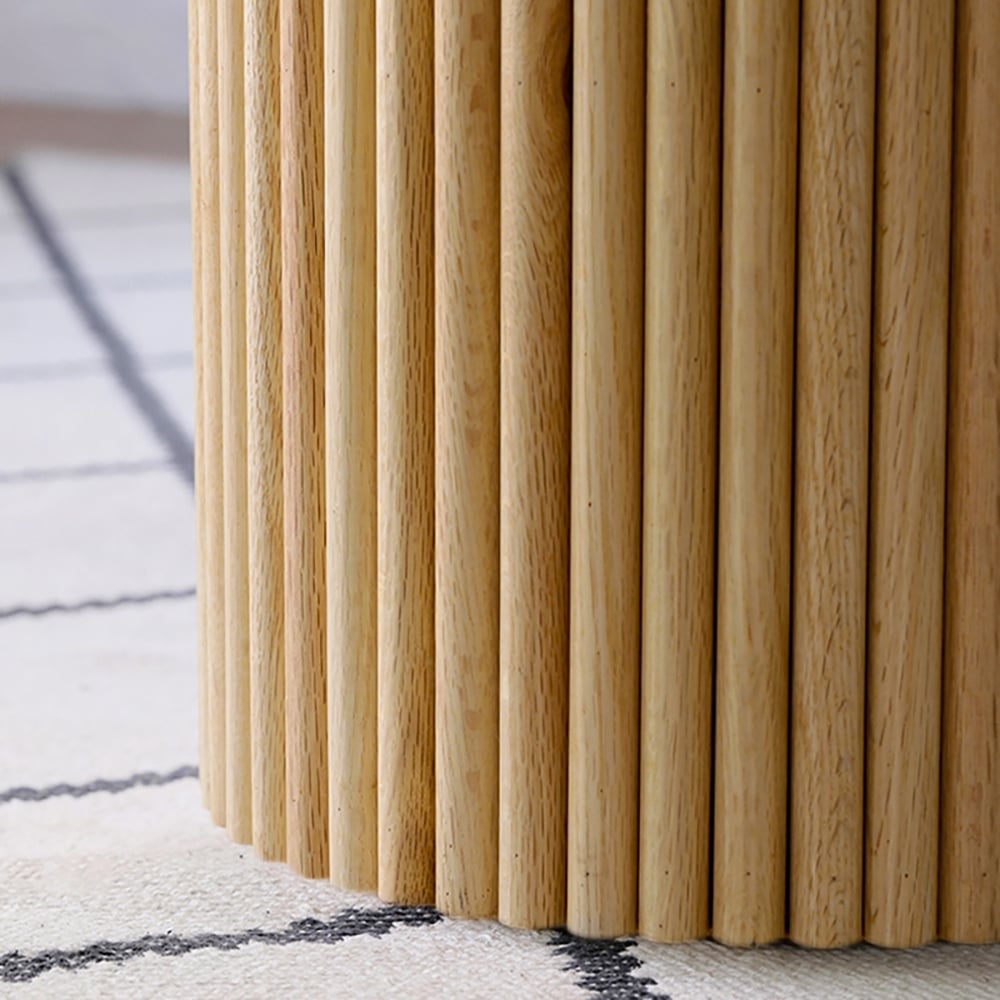 Japandi Round Wood Coffee Table Set of 2 with Storage in Natural - 