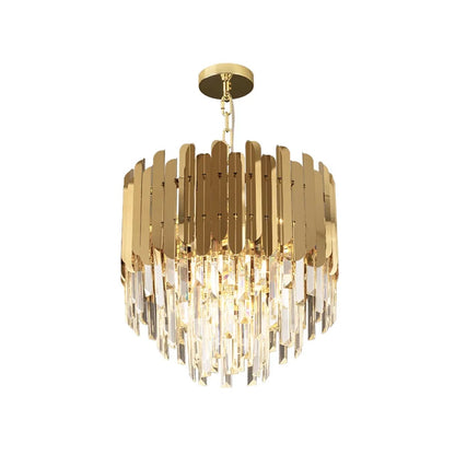 Kitoney Modern Gold 3-Light Tiered Crystal Chandelier for Living Room and Dining Room - 