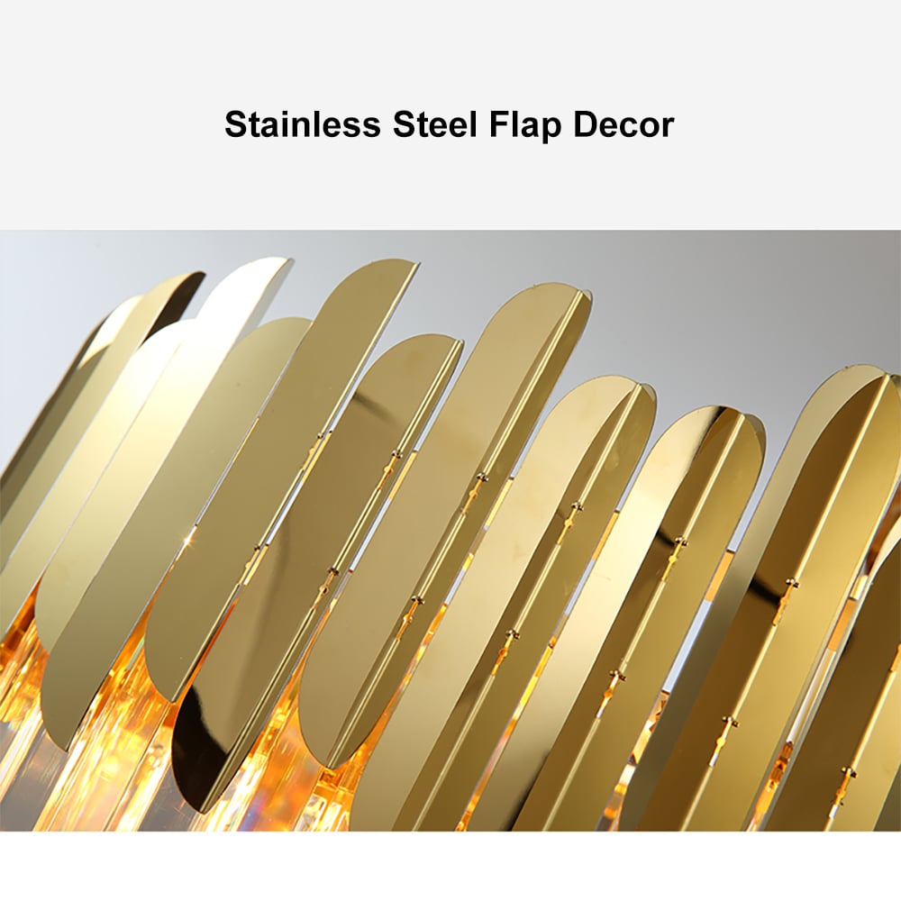 Kitoney Modern Gold 3-Light Tiered Crystal Chandelier for Living Room and Dining Room - 