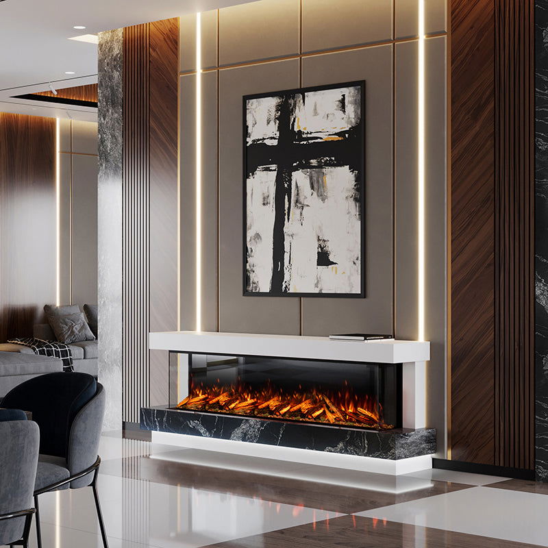 Lazio Suite 2000 3D Panoramic Marble Electric Fireplace - Approved By Design