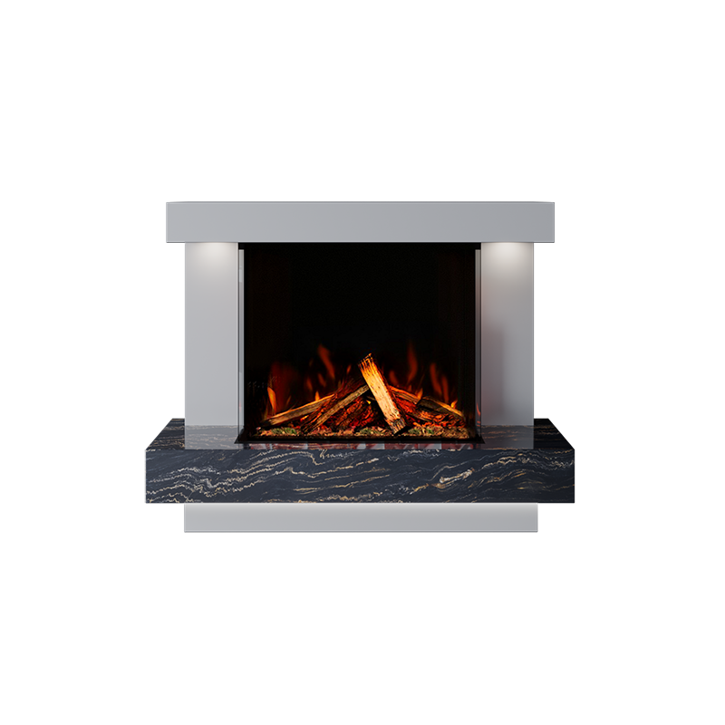 Lazio Suite 700 3D Panoramic Marble Electric Fireplace - 