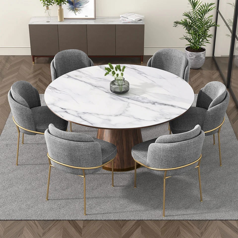 Linenic 4-Piece Modern Gray Dining Chair Cotton&Linen Upholstered Side Chair in Gold - 