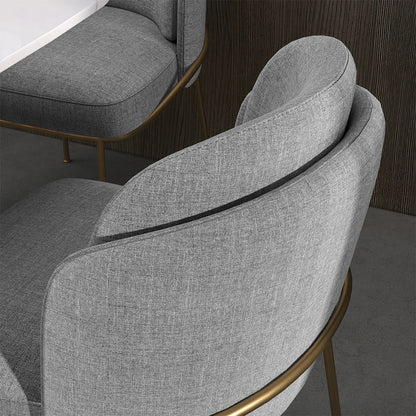 Linenic 4-Piece Modern Gray Dining Chair Cotton&Linen Upholstered Side Chair in Gold - 