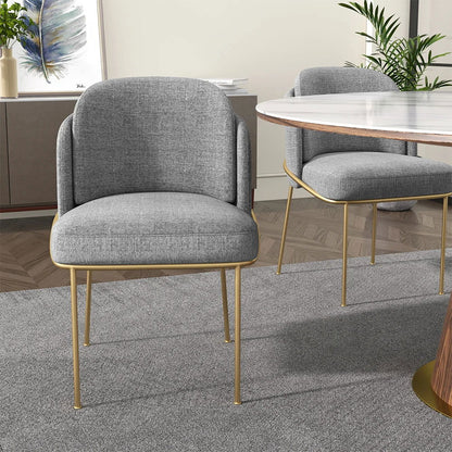 Linenic 4-Piece Modern Gray Dining Chair Cotton&Linen Upholstered Side Chair in Gold - Homary