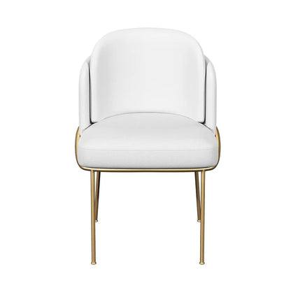 Linenic 4-Piece White Dining Chair Modern Cotton&Linen Upholstered Side Chair in Gold - 