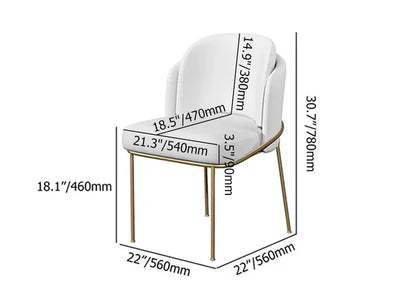 Linenic 4-Piece White Dining Chair Modern Cotton&Linen Upholstered Side Chair in Gold - 