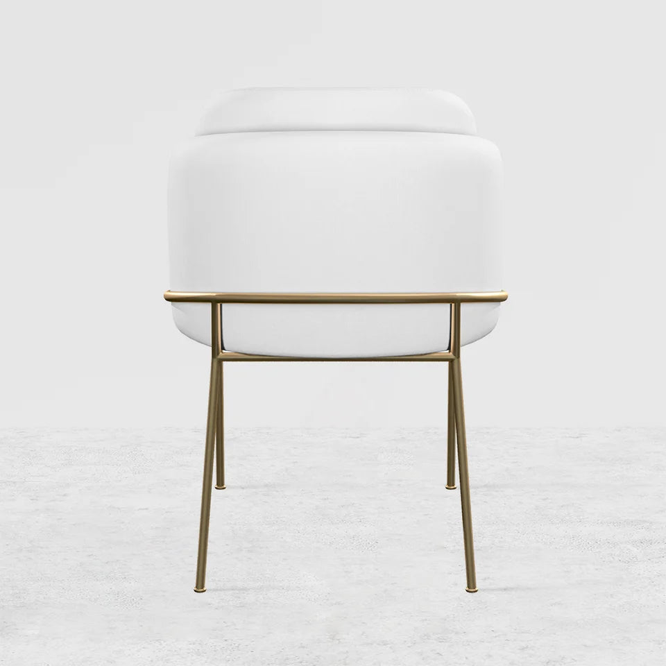 Linenic 6-Piece White Dining Chair Modern Cotton&Linen Upholstered Side Chair in Gold - 