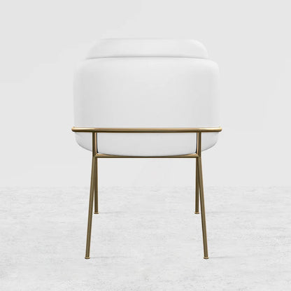 Linenic 6-Piece White Dining Chair Modern Cotton&Linen Upholstered Side Chair in Gold - 