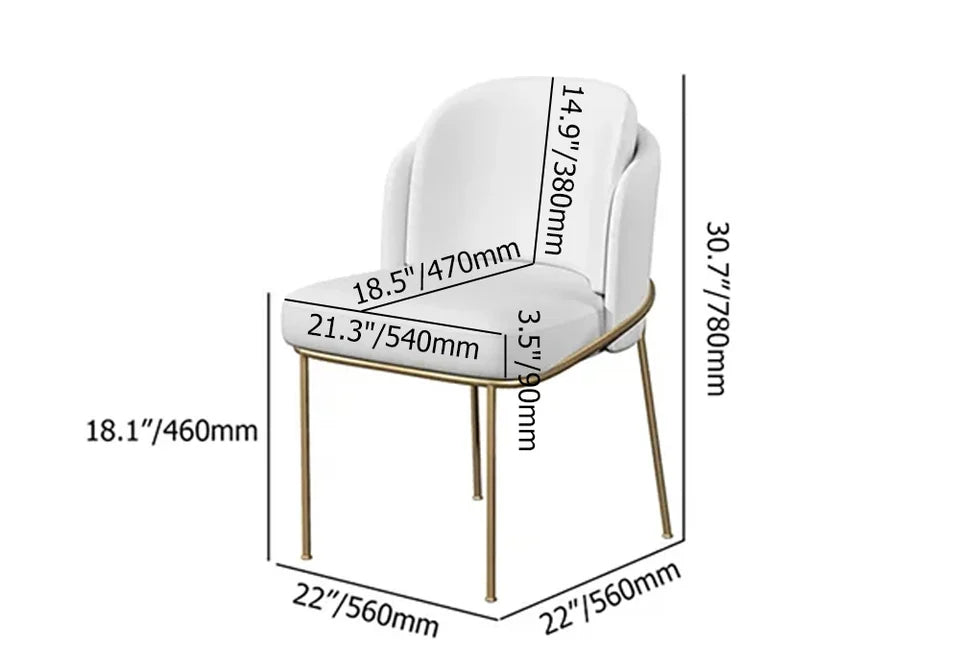 Linenic 6-Piece White Dining Chair Modern Cotton&Linen Upholstered Side Chair in Gold - 