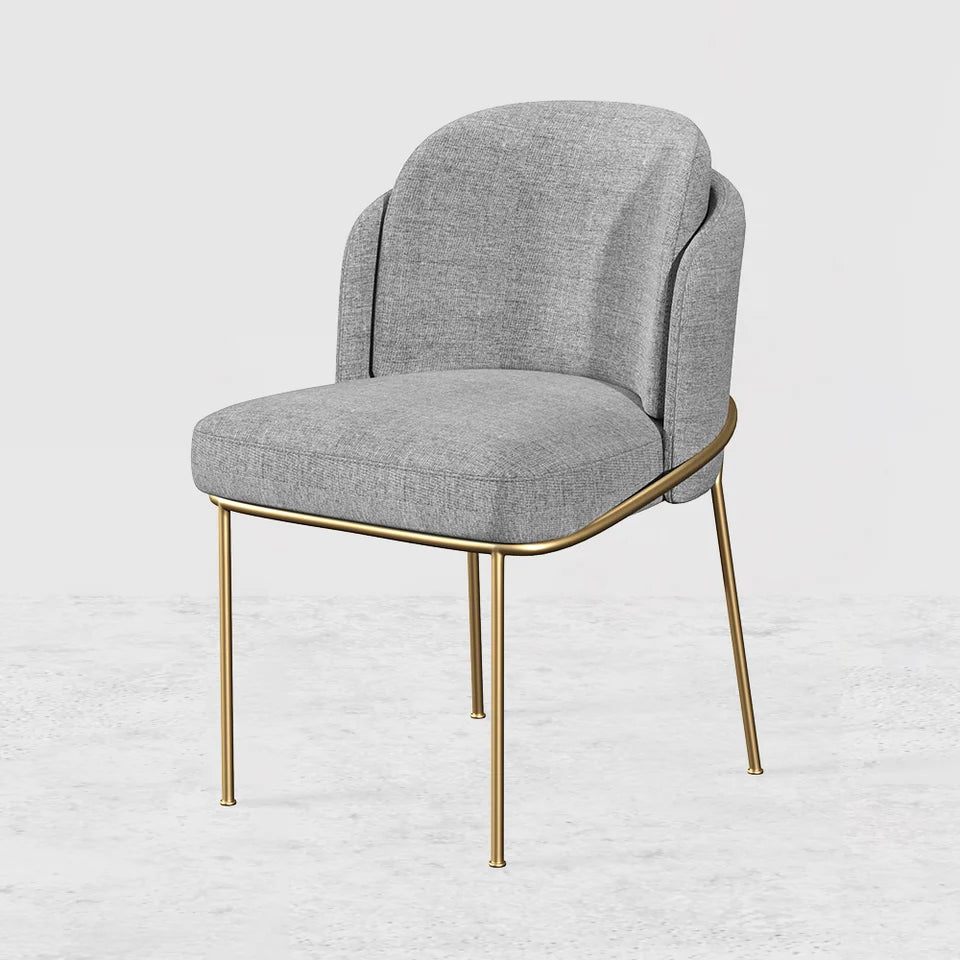 Linenic Modern 6-Piece Gray Dining Chair Cotton&Linen Upholstered Side Chair in Gold - 