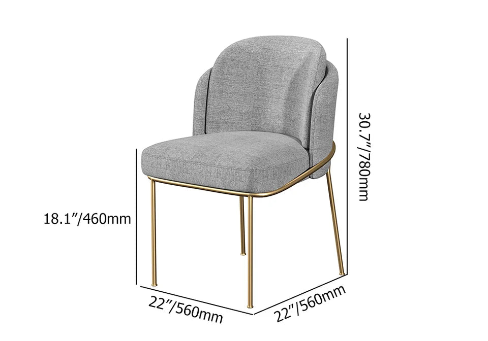 Linenic Modern 6-Piece Gray Dining Chair Cotton&Linen Upholstered Side Chair in Gold - 