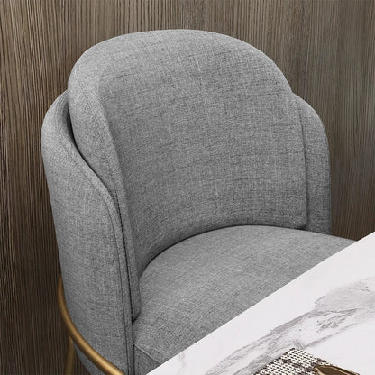 Linenic Modern 6-Piece Gray Dining Chair Cotton&Linen Upholstered Side Chair in Gold - Homary