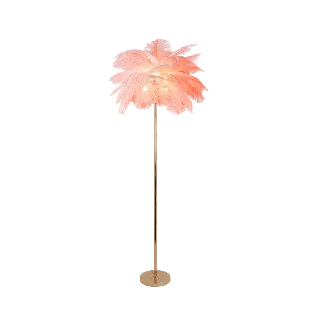 Loftus Pink Feather Rose Gold Floor Lamp Unique Tree Standing Lamp - 
