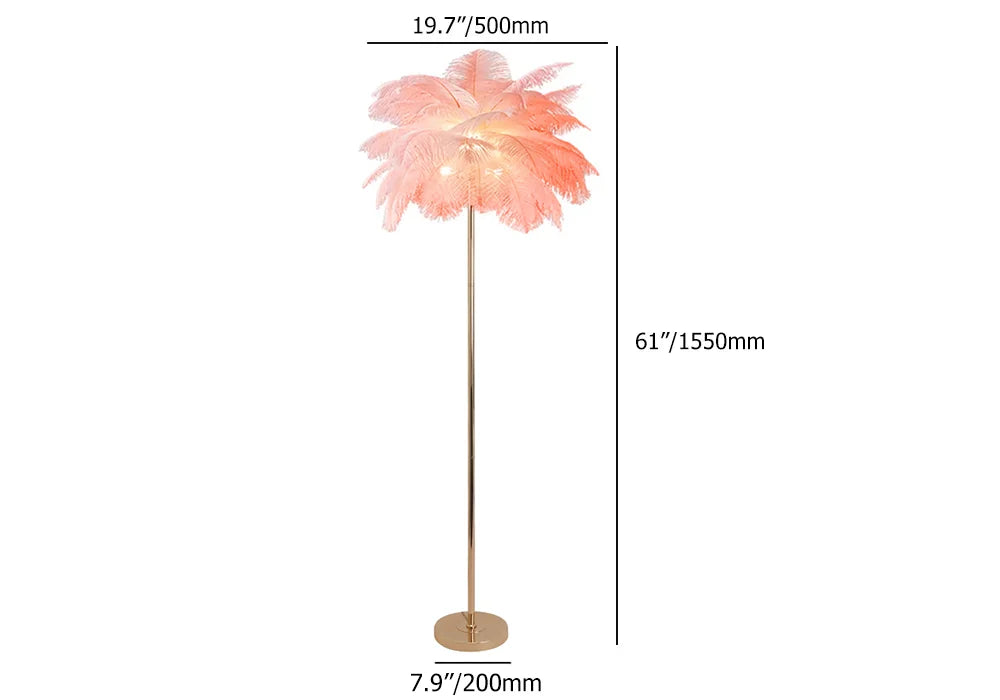 Loftus Pink Feather Rose Gold Floor Lamp Unique Tree Standing Lamp - 