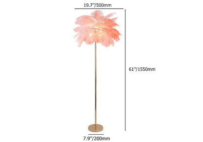 Loftus Pink Feather Rose Gold Floor Lamp Unique Tree Standing Lamp - 