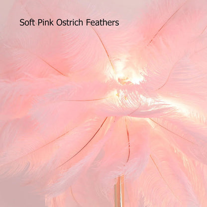 Loftus Pink Feather Rose Gold Floor Lamp Unique Tree Standing Lamp - 