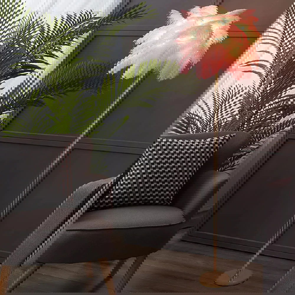 Loftus Pink Feather Rose Gold Floor Lamp Unique Tree Standing Lamp - Homary