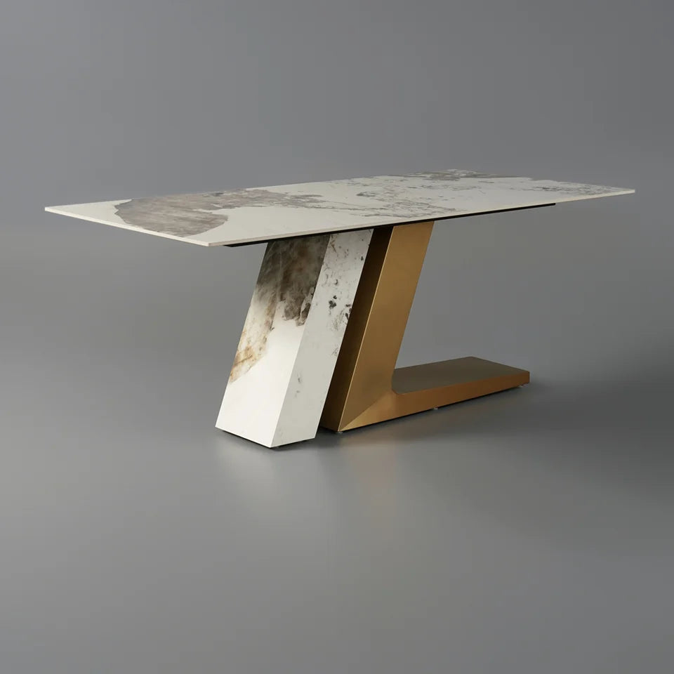 Luxotic 1800mm Rectangle Modern Sintered Stone Top Dining Table for 6 Stainless Steel - 