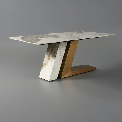 Luxotic 1800mm Rectangle Modern Sintered Stone Top Dining Table for 6 Stainless Steel - 