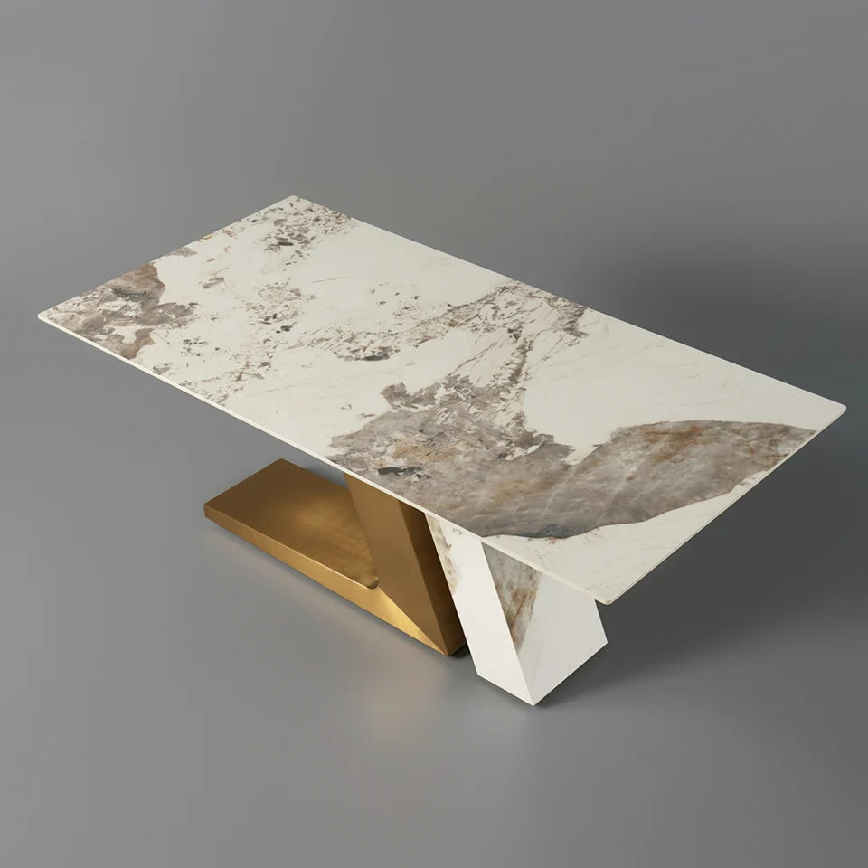 Luxotic 1800mm Rectangle Modern Sintered Stone Top Dining Table for 6 Stainless Steel - 