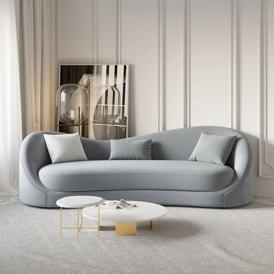 Luxury 2130mm Grey Velvet Upholstered Sofa 3-Seater Sofa Solid Wood Frame - Homary