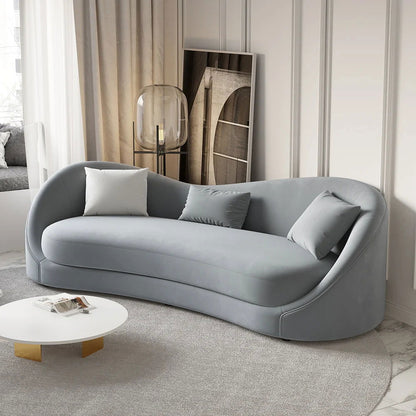 Luxury 2130mm Grey Velvet Upholstered Sofa 3-Seater Sofa Solid Wood Frame - Homary