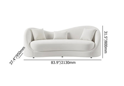 Luxury 2130mm Off White Velvet Upholstered Sofa 3-Seater Sofa Solid Wood Frame - 