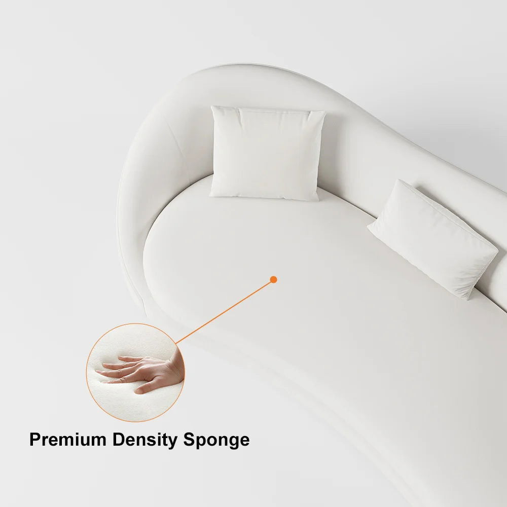 Luxury 2130mm Off White Velvet Upholstered Sofa 3-Seater Sofa Solid Wood Frame - 