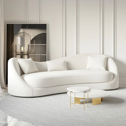 Luxury 2130mm Off White Velvet Upholstered Sofa 3-Seater Sofa Solid Wood Frame - Homary
