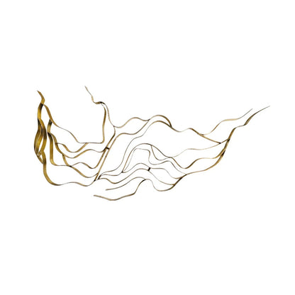 Luxury Abstract Wavy Lines Wall Decor Irregular Metal Wall Art in Gold for Living Room - 
