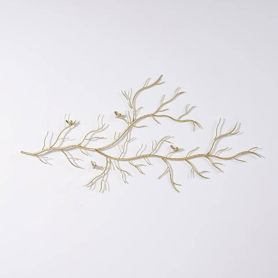 Luxury Creative Metal Branch & Birds Wall Decor Home Art in Gold in Living Room - 