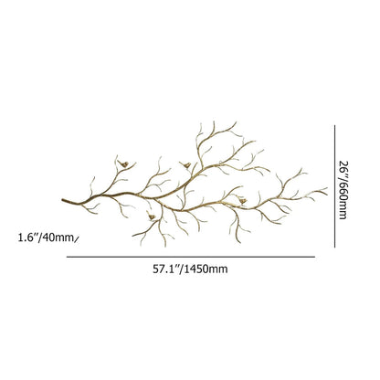 Luxury Creative Metal Branch & Birds Wall Decor Home Art in Gold in Living Room - 