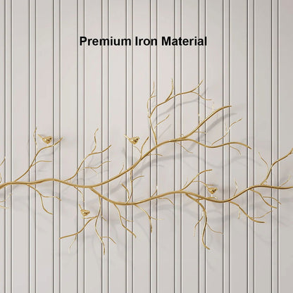 Luxury Creative Metal Branch & Birds Wall Decor Home Art in Gold in Living Room - 