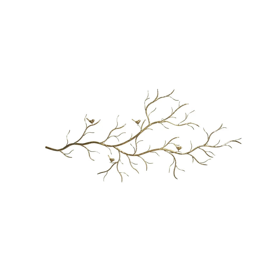 Luxury Creative Metal Branch & Birds Wall Decor Home Art in Gold in Living Room - 