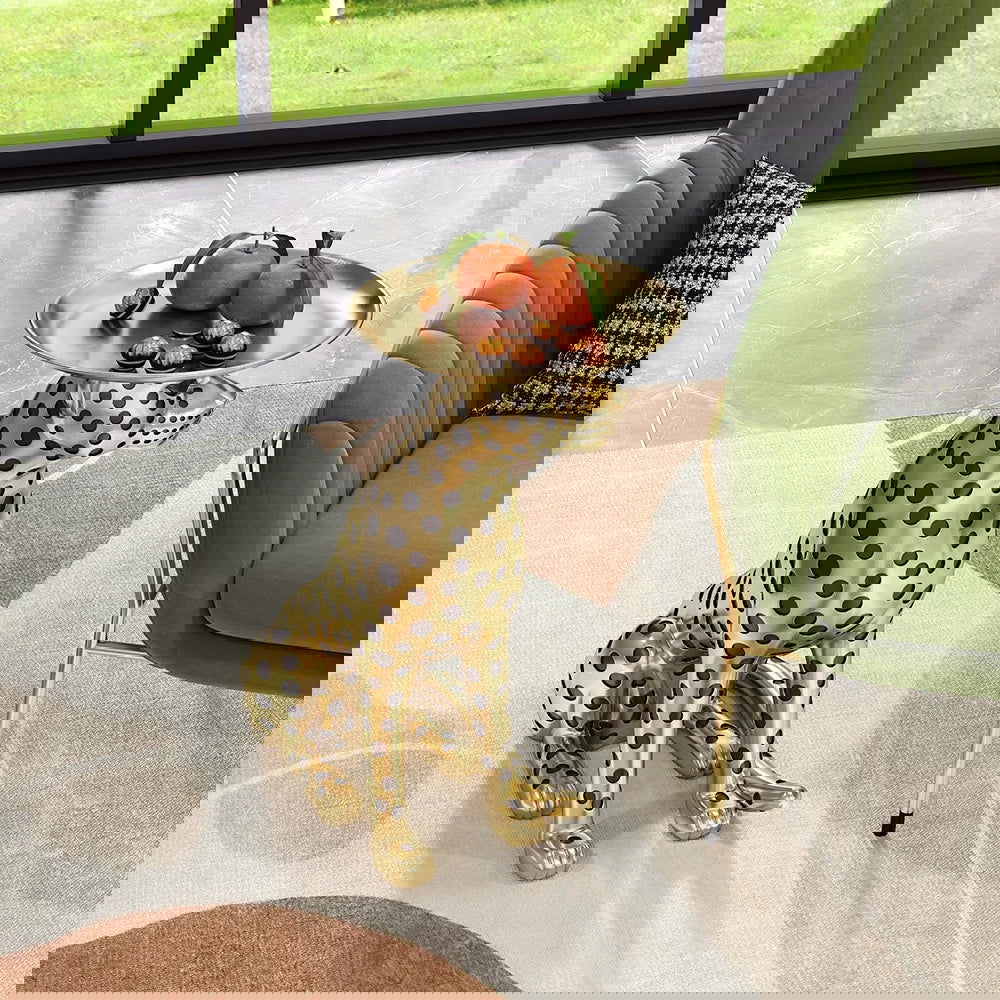 Luxury Gold Leopard Accent Side Table with Tray Top Resin Panther End Table Drink Table - 