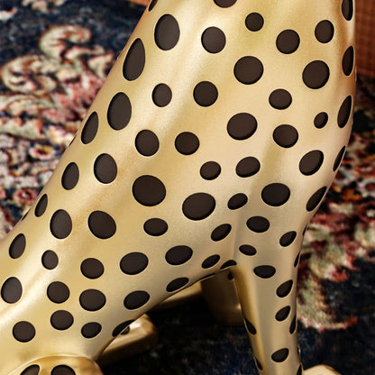 Luxury Gold Leopard Accent Side Table with Tray Top Resin Panther End Table Drink Table - 