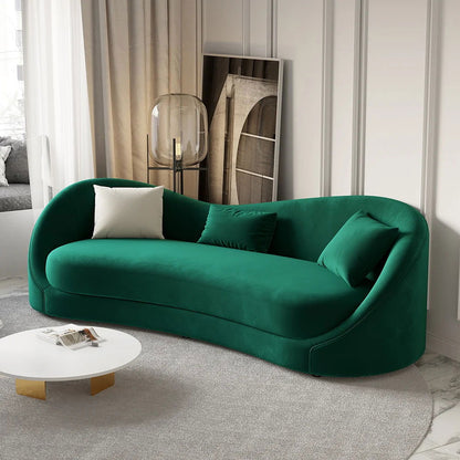 Luxury Green Velvet Upholstered Sofa 3-Seater Sofa Solid Wood Frame 2130mm Sofa - Homary