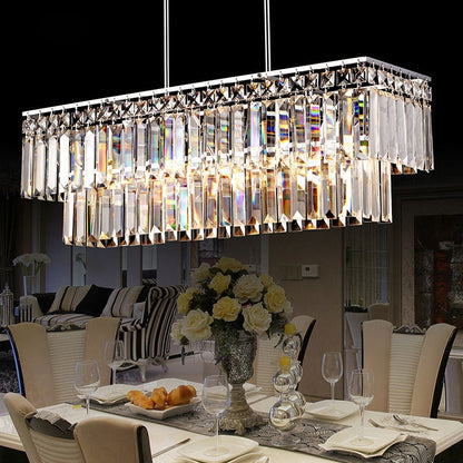 Luxury Radiant Prismatic Clear Crystal 3-Light Pendant Light in Chrome - 