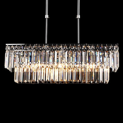 Luxury Radiant Prismatic Clear Crystal 3-Light Pendant Light in Chrome - 