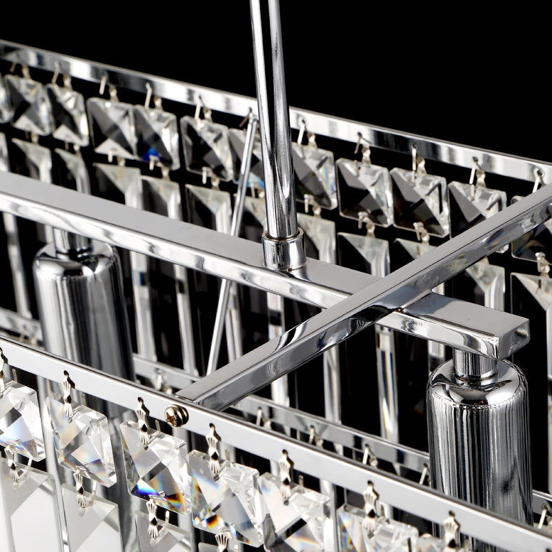 Luxury Radiant Prismatic Clear Crystal 3-Light Pendant Light in Chrome - 