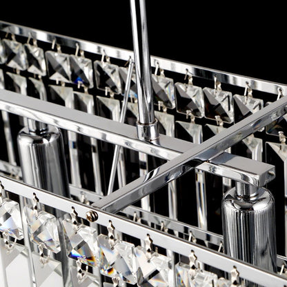 Luxury Radiant Prismatic Clear Crystal 3-Light Pendant Light in Chrome - 