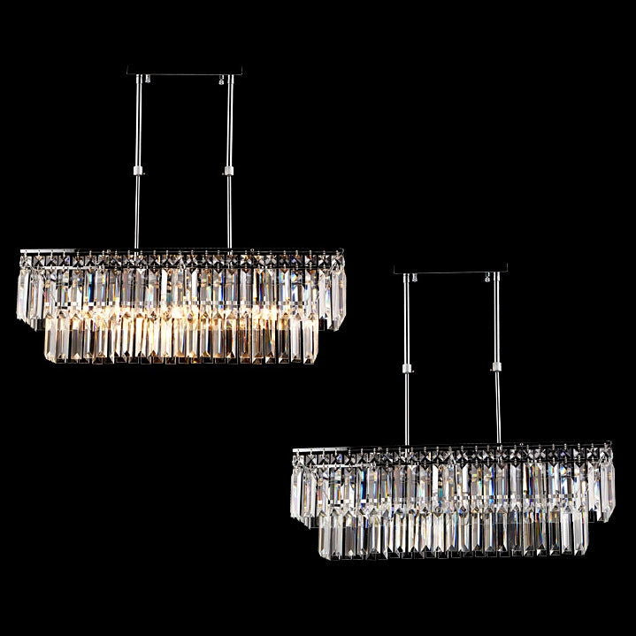 Luxury Radiant Prismatic Clear Crystal 3-Light Pendant Light in Chrome - 