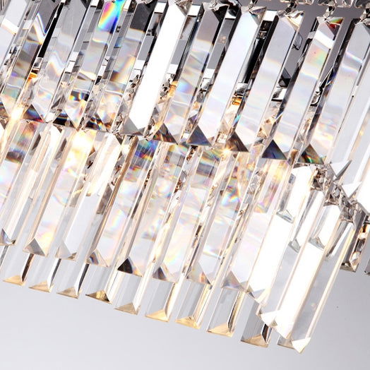 Luxury Radiant Prismatic Clear Crystal 3-Light Pendant Light in Chrome - 