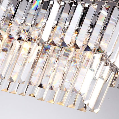 Luxury Radiant Prismatic Clear Crystal 3-Light Pendant Light in Chrome - 
